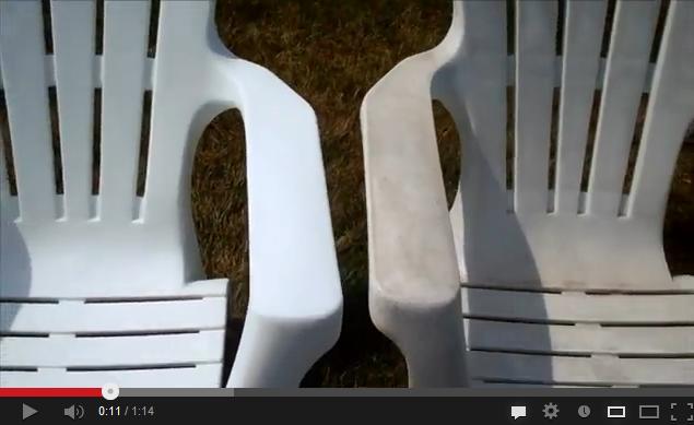 Pressure washing discoloured plastic chairs