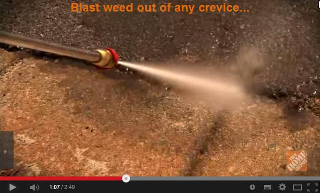 How to use a pressure washer to clean out weed from cracks