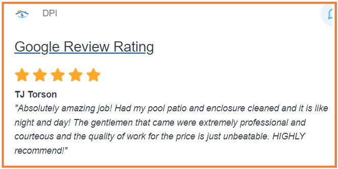 Google review rating cleaning pool patio and enclosure Clearwater Florida