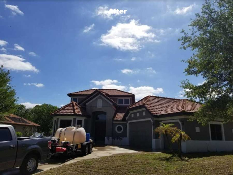 Softwashing roofs in Tampa Bay by DPI