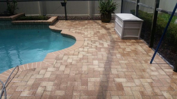 pool patio pavers pressure washing after