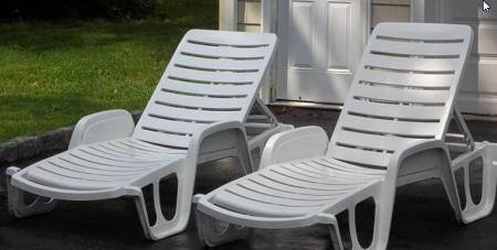 Plastic deckchairs after pressure washing