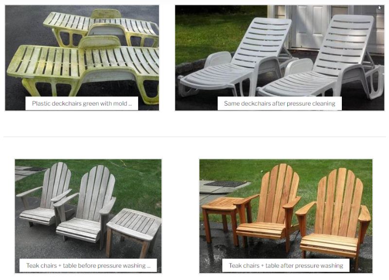 Cleaning outdoor furniture before and after images