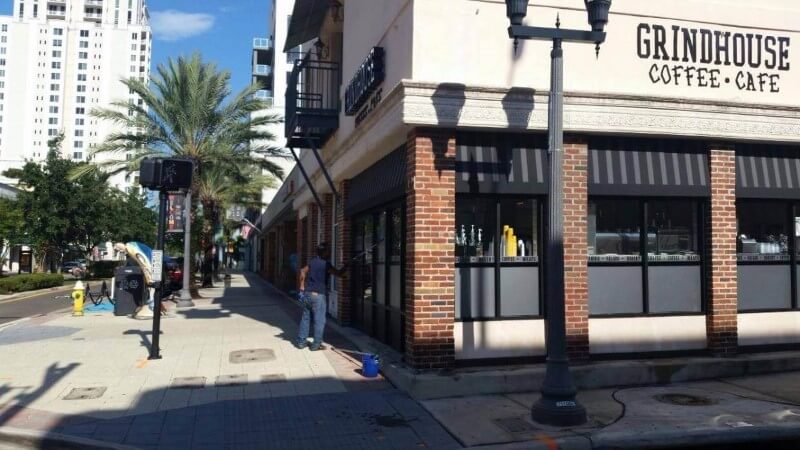 Window Cleaning for the Grindhouse Coffee Shop in Downtown Clearwater