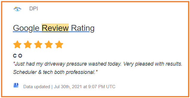 Google review rating pressure wash driveway Clearwater Florida