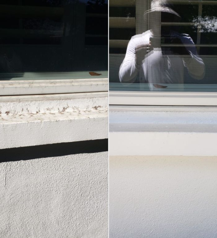 Before and after images cleaning window seal
