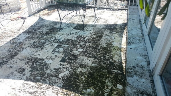 Marble tiles before pressure washing