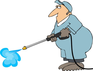 Pressure washing technician cartoon character