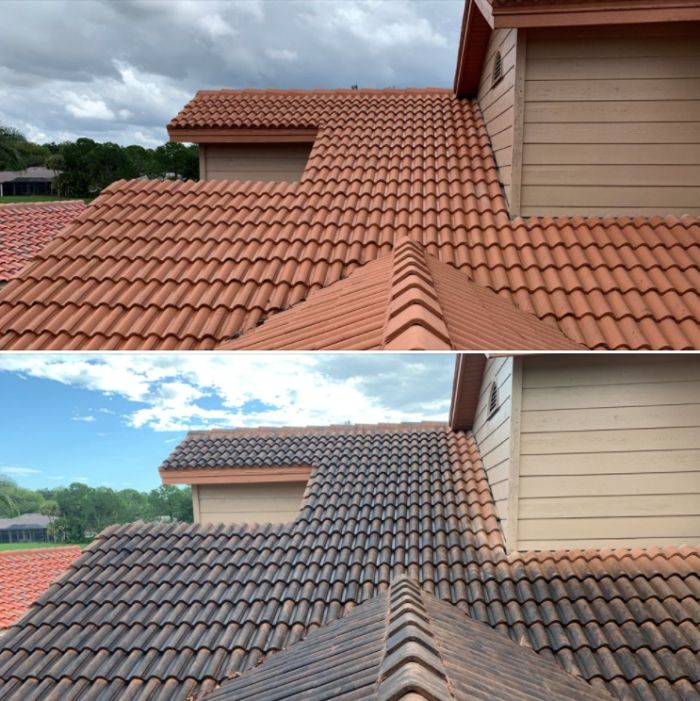 [Our Job Images] Before and after images cleaning a roof for our customer in Clearwater.