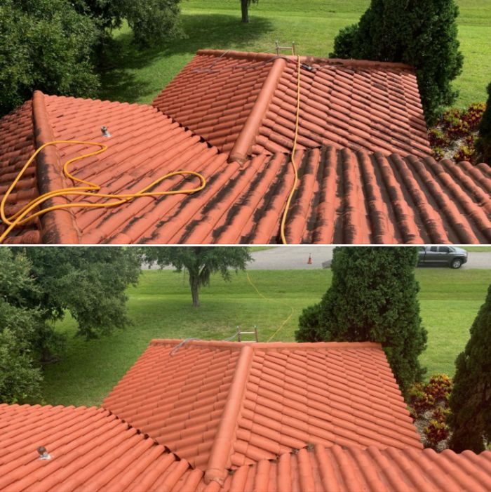 [Our Job Images] Before and after images cleaning a roof for our customer in Tampa