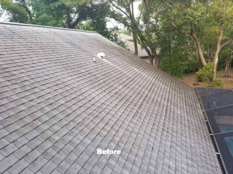 tile roof before cleaning in Tampa Bay area