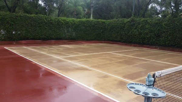 Tommy's tennis court after pressure washing cleaning