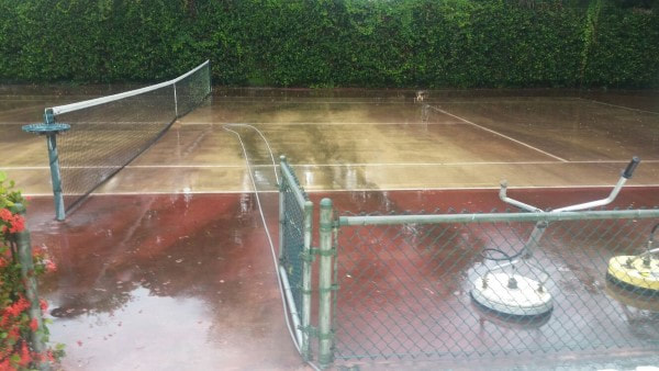 Tennis court Tommy Safety Harbor pressure washing in progress