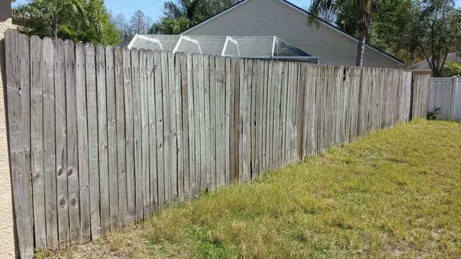 wooden fence longside before pressure washing by DPI